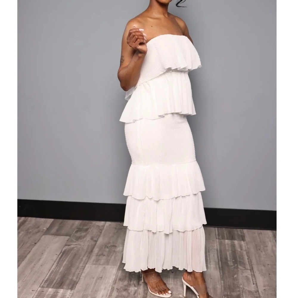 Chicme White Layered Maxi Dress - Size: L - Picture 2 of 8